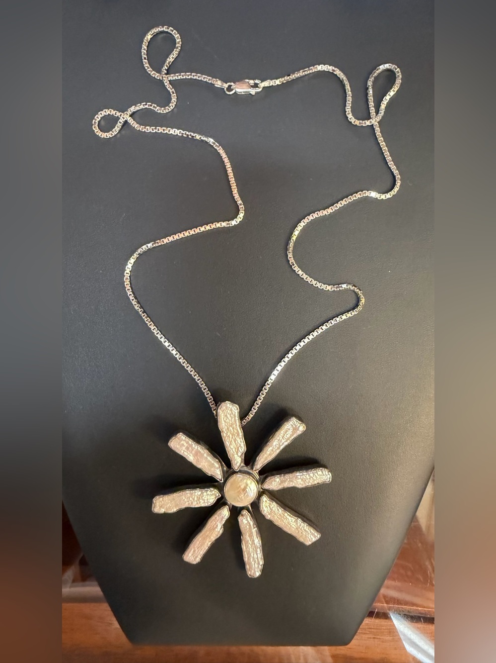 Silver- pearls Radiant Flower Pendant Necklace - Women's Jewelry
